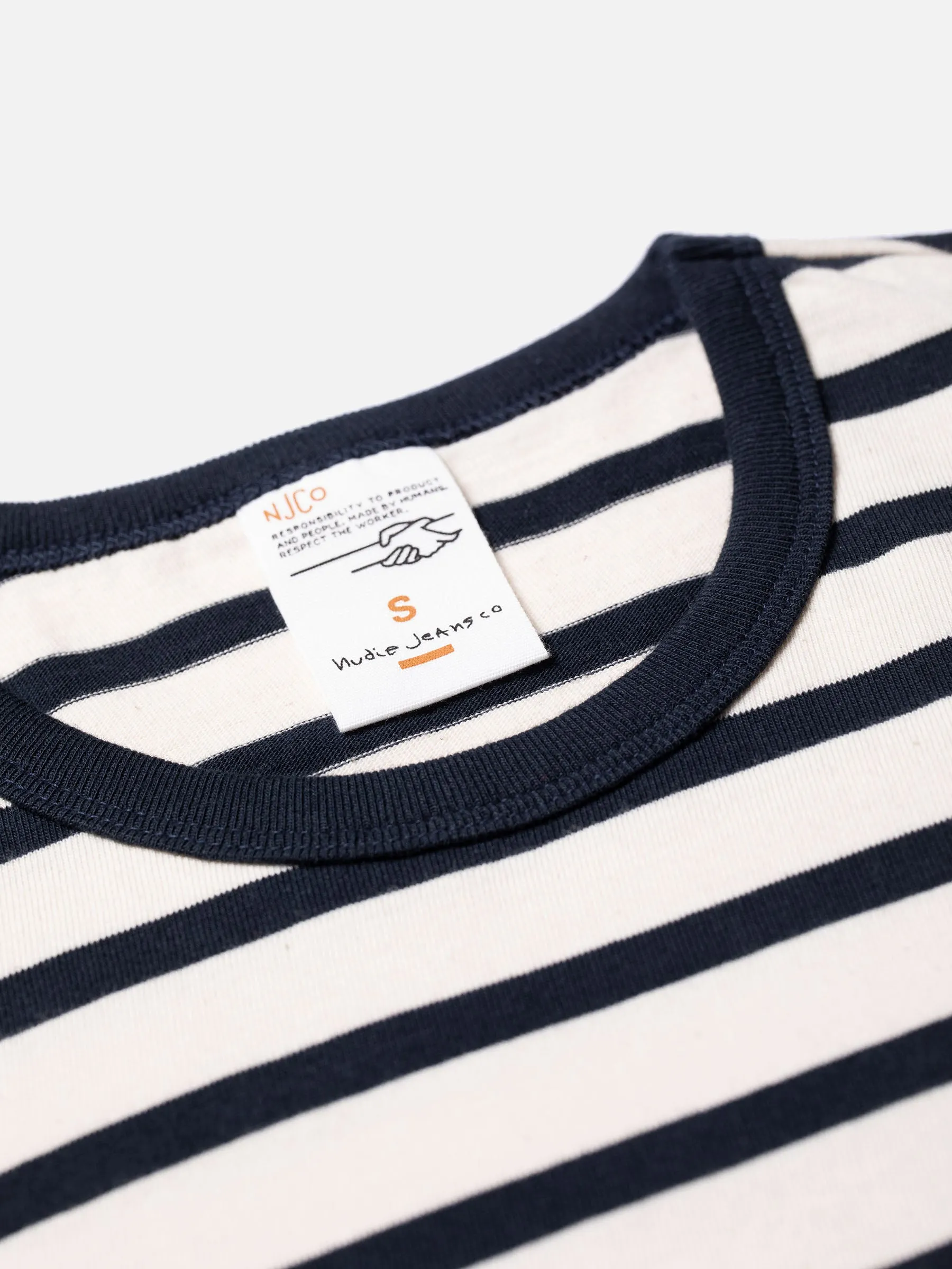 【Nudie Jeans】Joni Breton Stripe Offwhite/Navy 經典藍白條紋 色織布女款短T