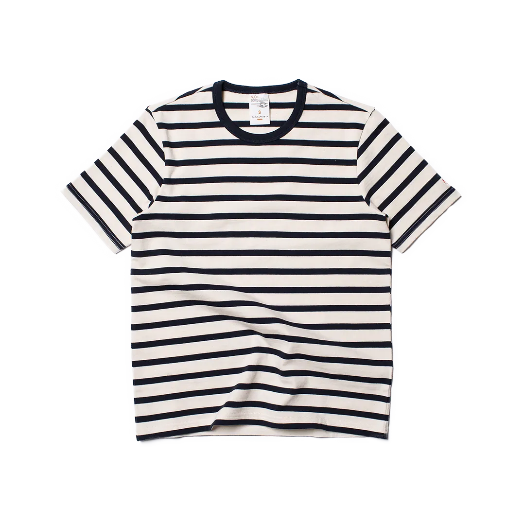 【Nudie Jeans】Joni Breton Stripe Offwhite/Navy 經典藍白條紋 色織布女款短T