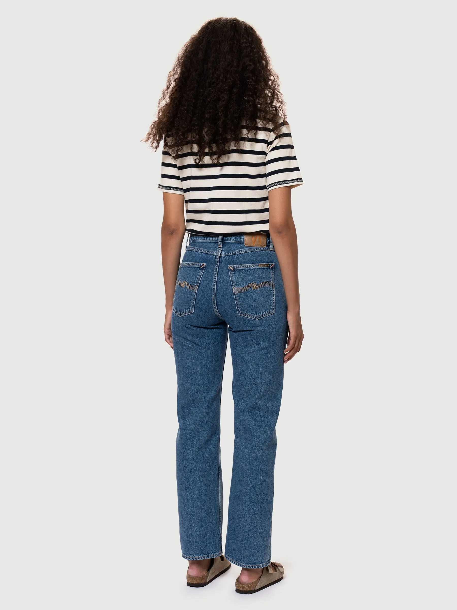 【Nudie Jeans】Joni Breton Stripe Offwhite/Navy 經典藍白條紋 色織布女款短T