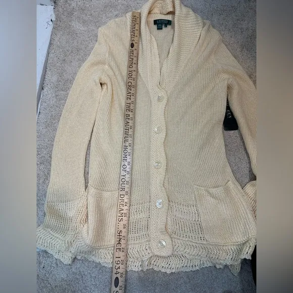 NWT Lauren Ralph Lauren Morton Cardigan Sweater Linen Women’s Large