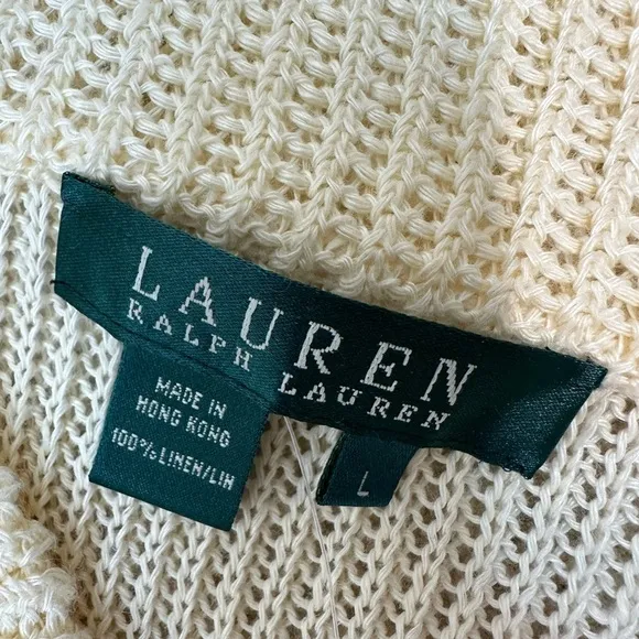 NWT Lauren Ralph Lauren Morton Cardigan Sweater Linen Women’s Large