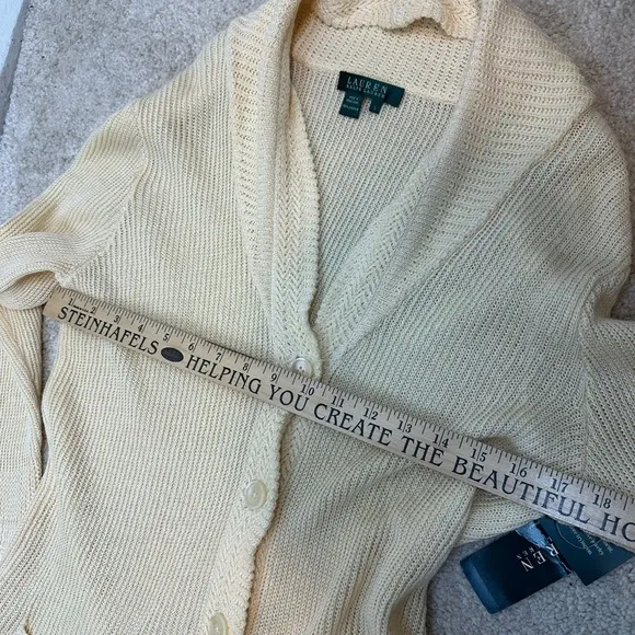 NWT Lauren Ralph Lauren Morton Cardigan Sweater Linen Women’s Large