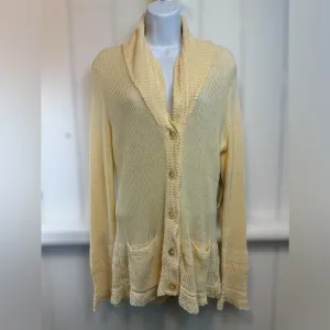 NWT Lauren Ralph Lauren Morton Cardigan Sweater Linen Women’s Large