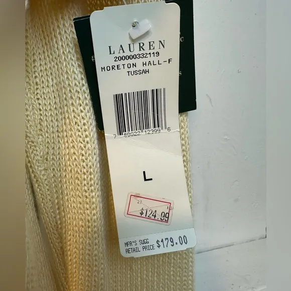 NWT Lauren Ralph Lauren Morton Cardigan Sweater Linen Women’s Large