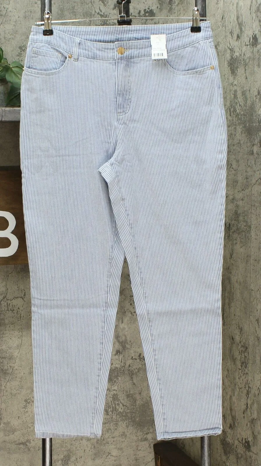 NWT Lemon Way Womens Railroad Striped Skinny Jeans. 640534 12