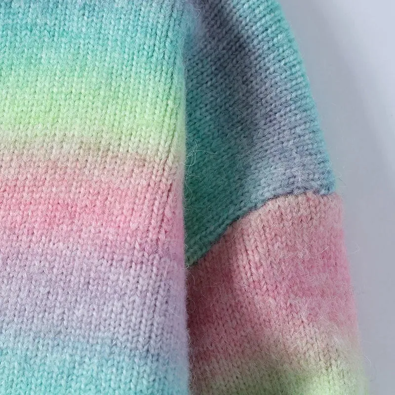 Obsidian Phoenix Luxury Rainbow Striped Wool Sweater - High-End Loose-Fit Men’s Pullover Christmas Jumper