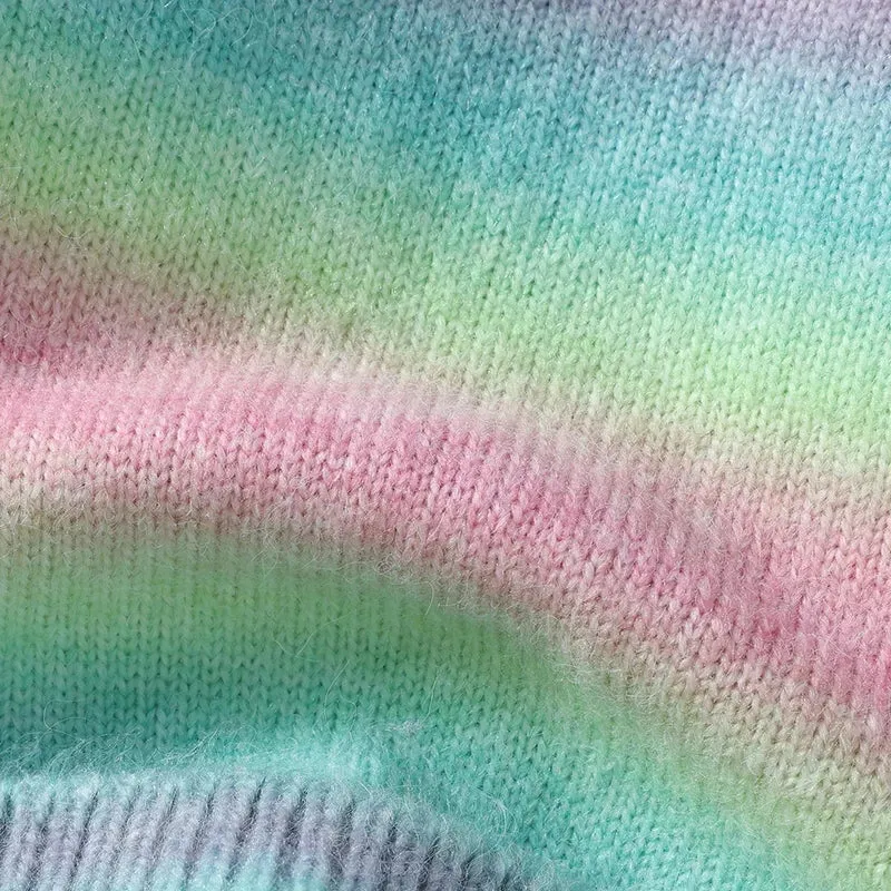 Obsidian Phoenix Luxury Rainbow Striped Wool Sweater - High-End Loose-Fit Men’s Pullover Christmas Jumper