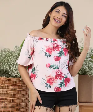 Off Shoulder Elasticated Printed Top