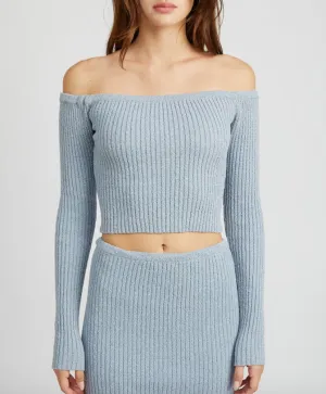 Off Shoulder Long Sleeve Knit Top