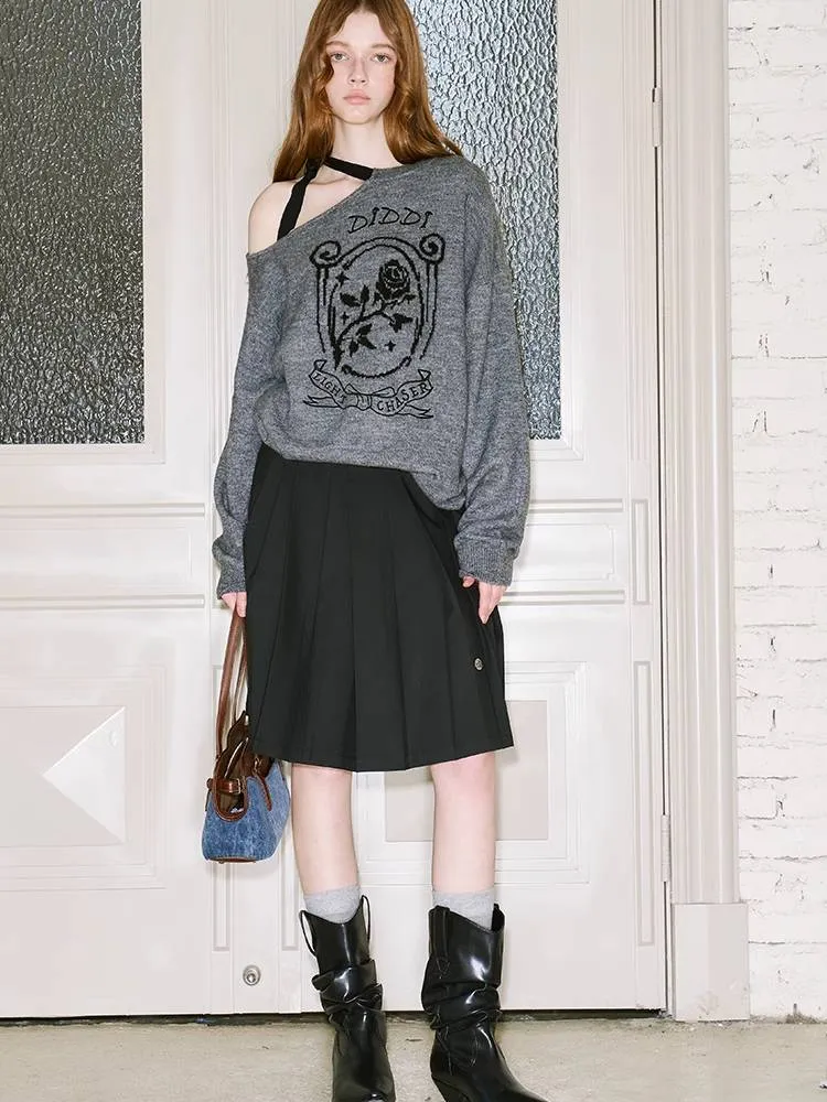 Off shoulder strap pullover sweater【s0000010844】