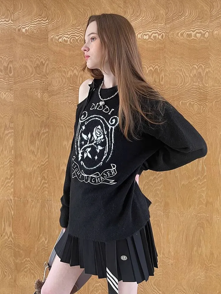 Off shoulder strap pullover sweater【s0000010844】