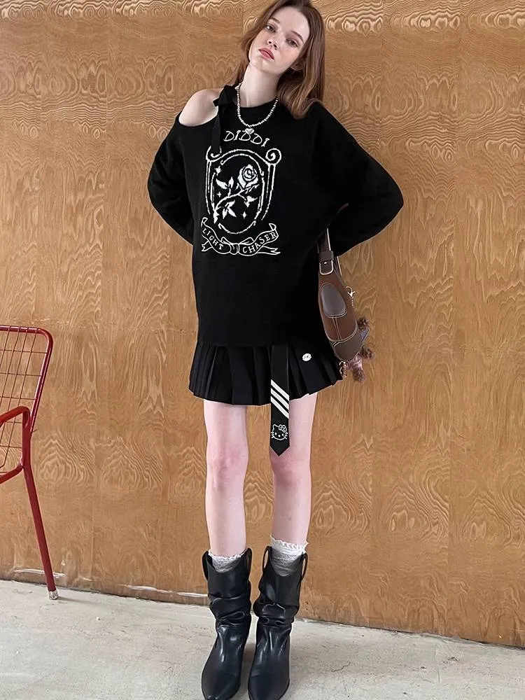 Off shoulder strap pullover sweater【s0000010844】