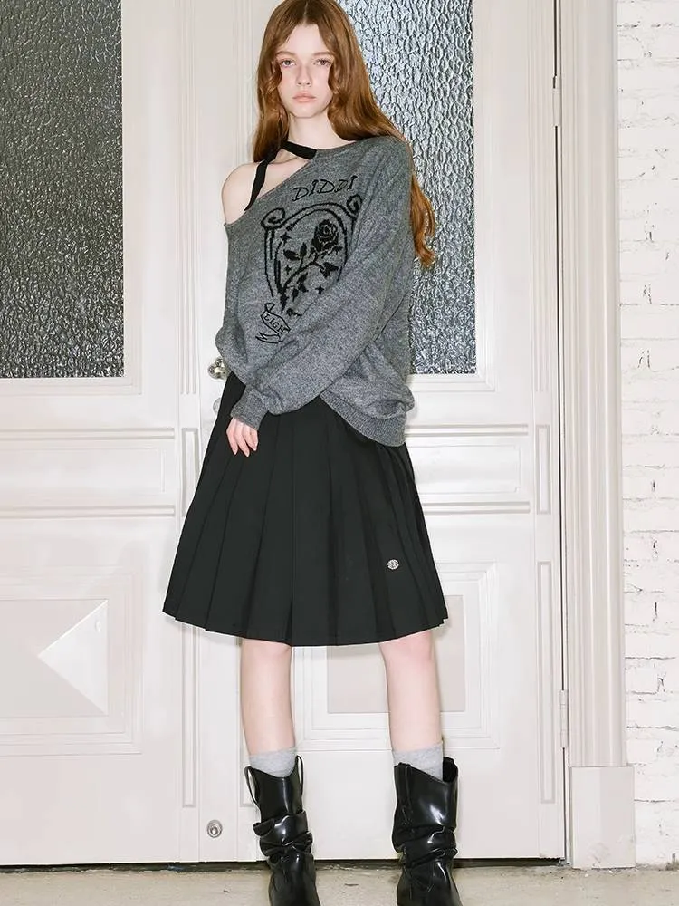 Off shoulder strap pullover sweater【s0000010844】