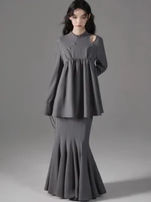 Off-Shoulder Top Fishtail Skirt Set
