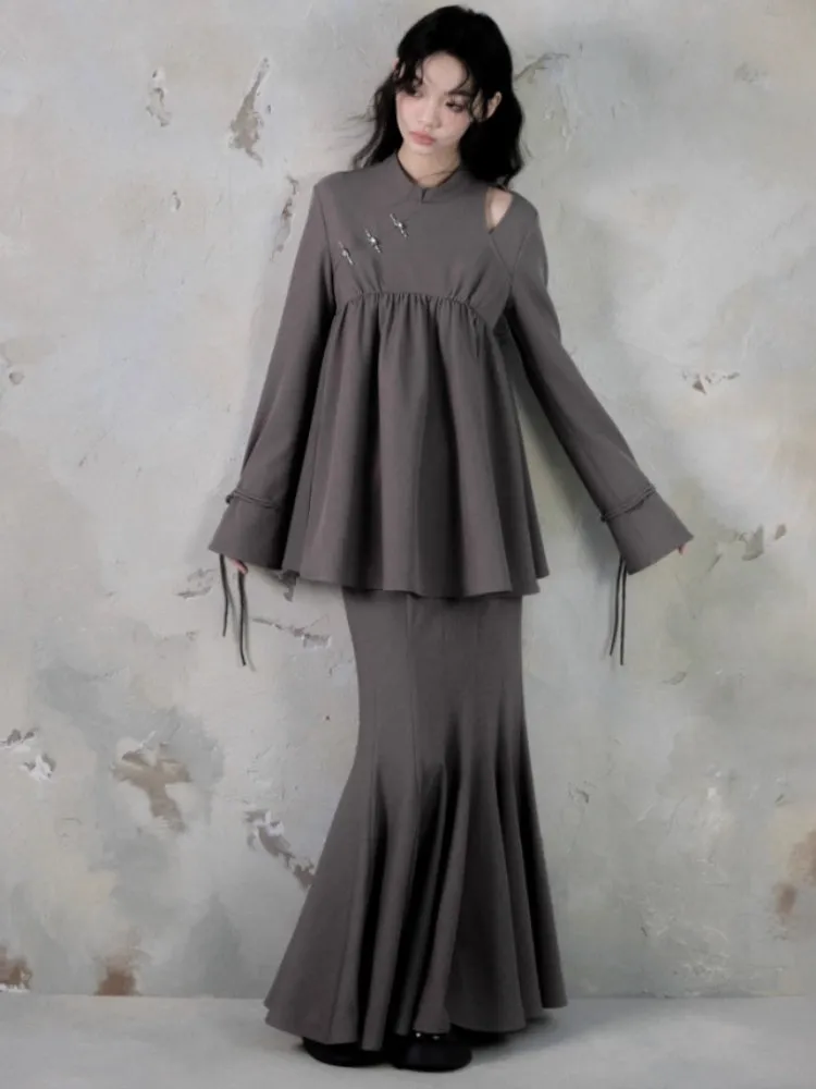 Off-Shoulder Top Fishtail Skirt Set