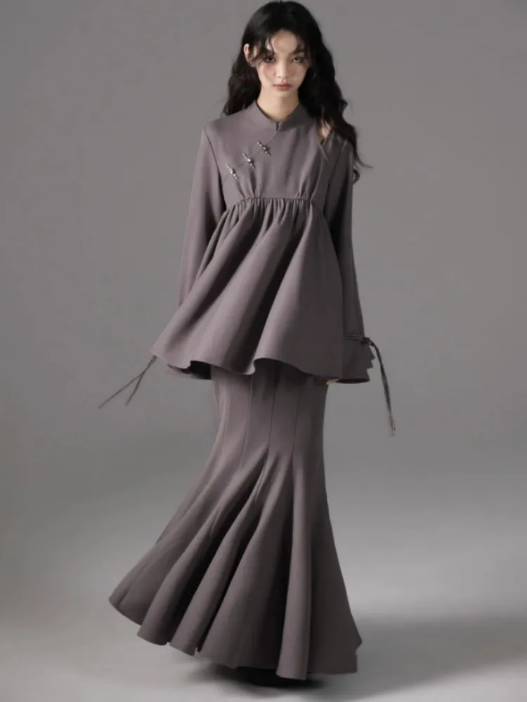 Off-Shoulder Top Fishtail Skirt Set