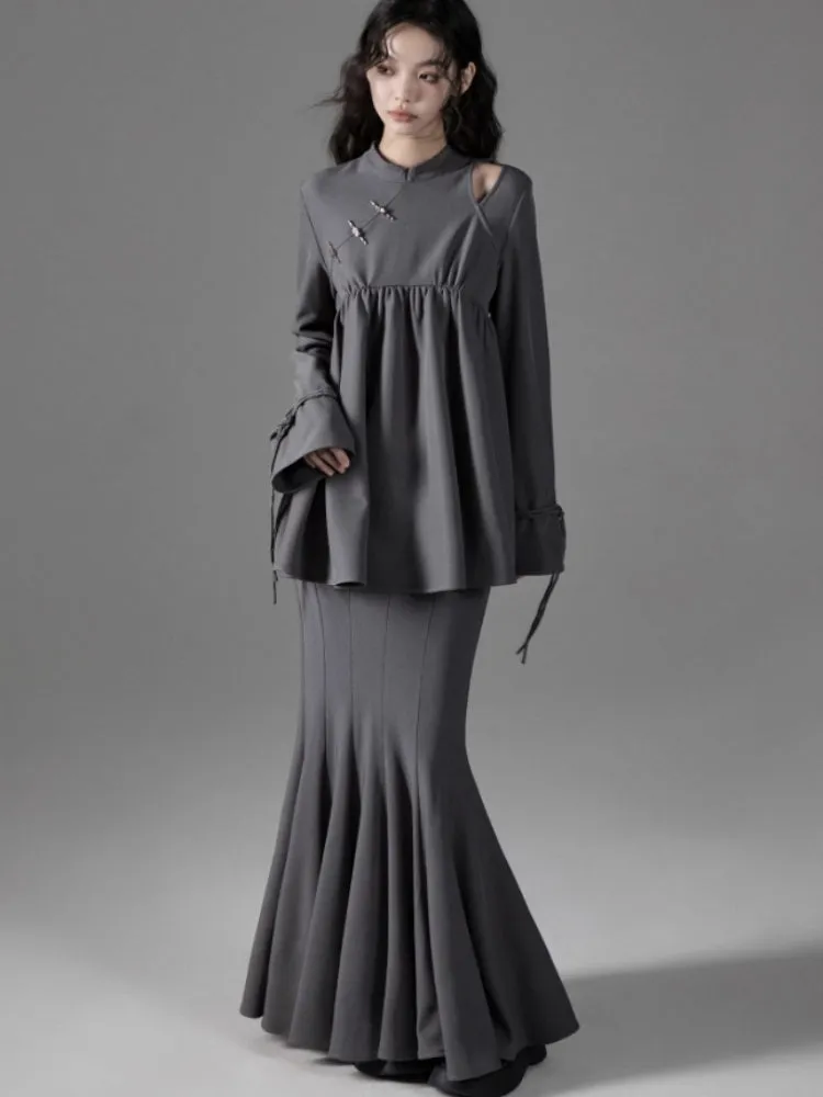 Off-Shoulder Top Fishtail Skirt Set