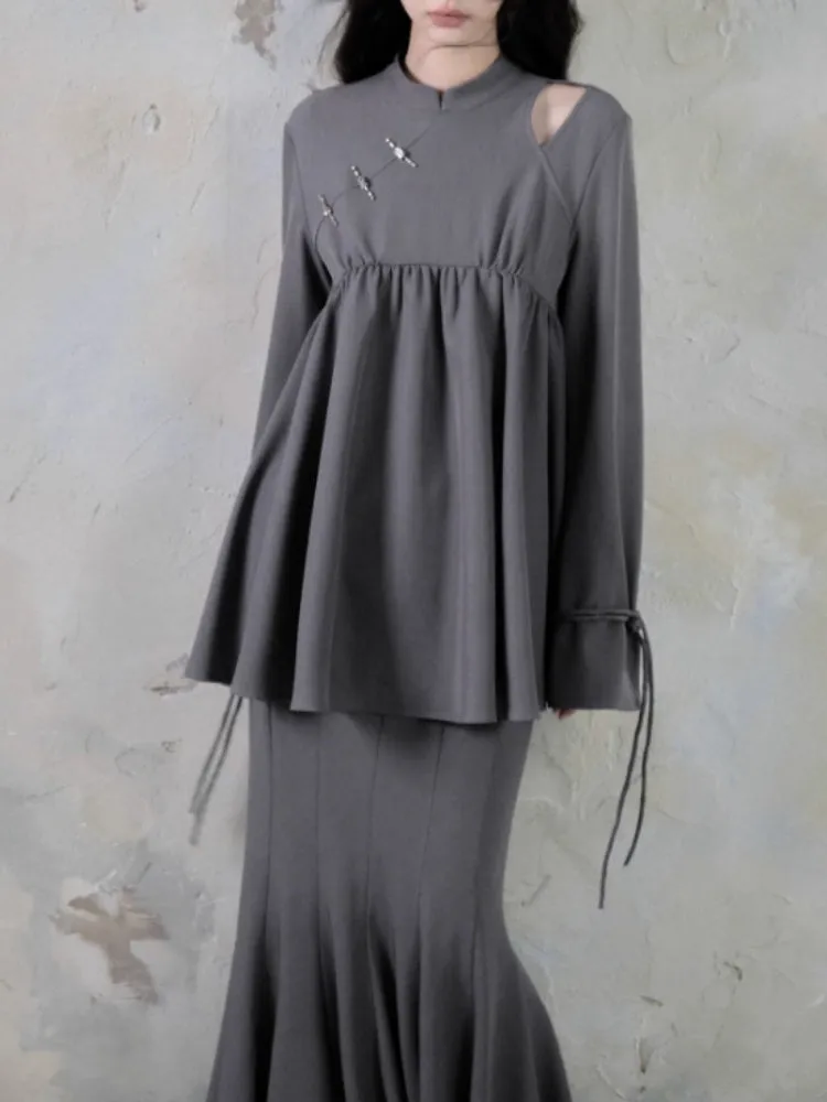 Off-Shoulder Top Fishtail Skirt Set