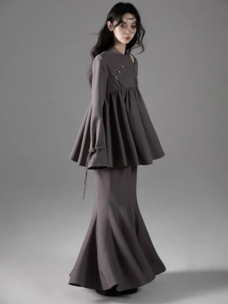 Off-Shoulder Top Fishtail Skirt Set