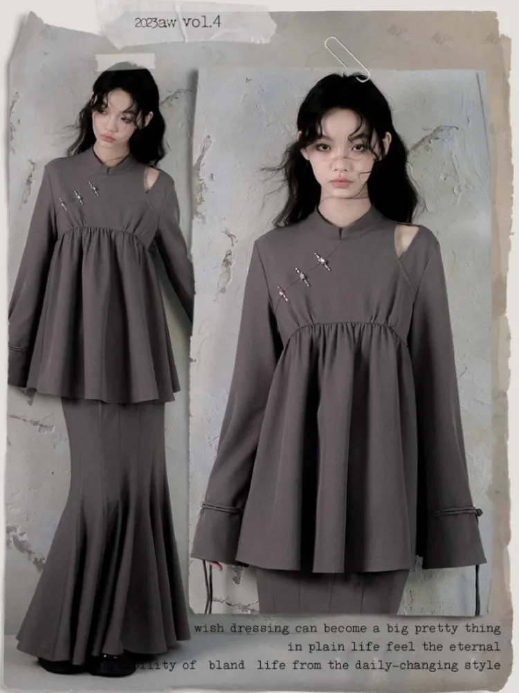 Off-Shoulder Top Fishtail Skirt Set