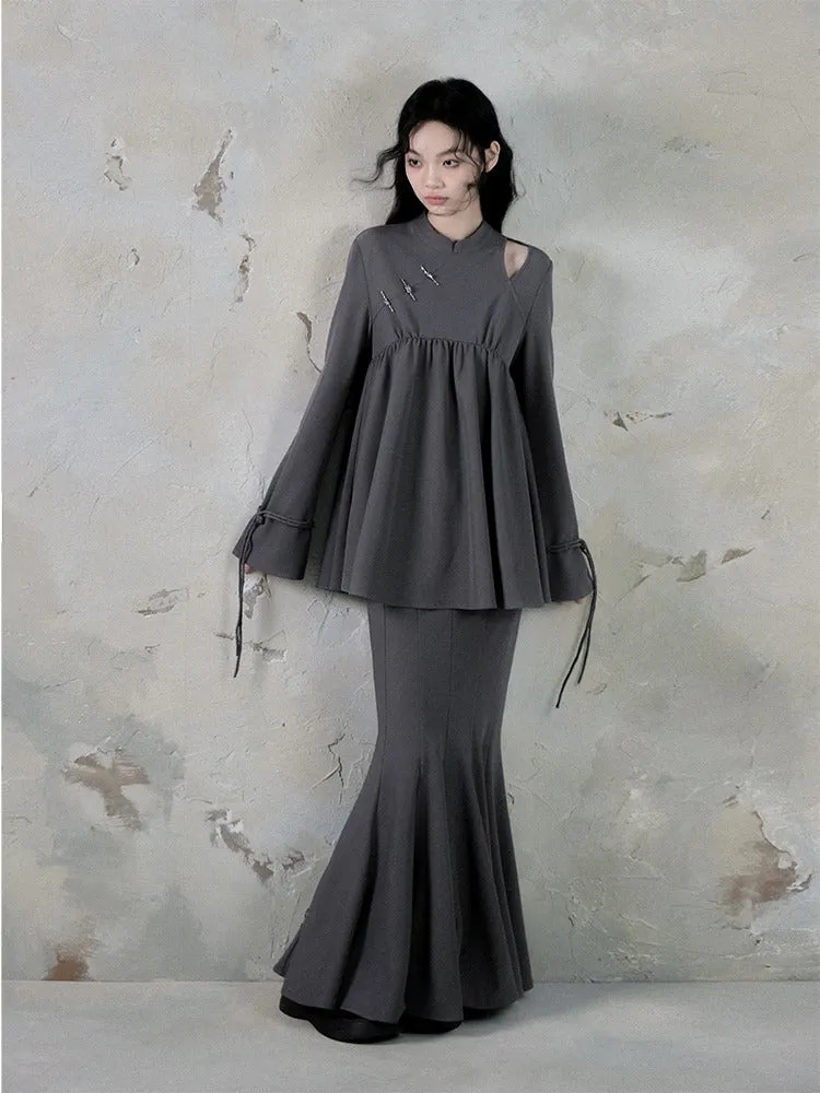 Off-Shoulder Top Fishtail Skirt Set