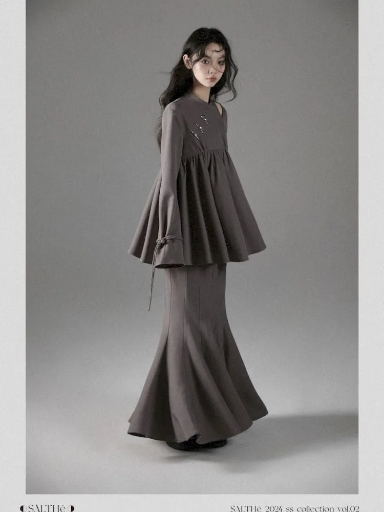 Off-Shoulder Top Fishtail Skirt Two-piece Set