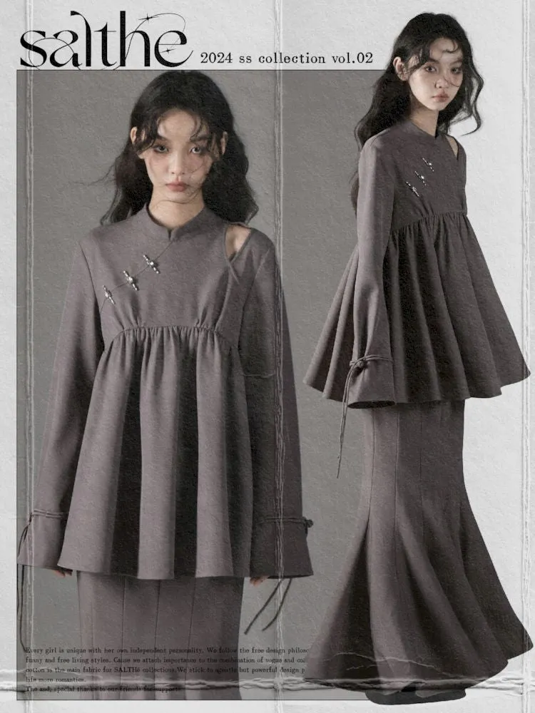 Off-Shoulder Top Fishtail Skirt Two-piece Set