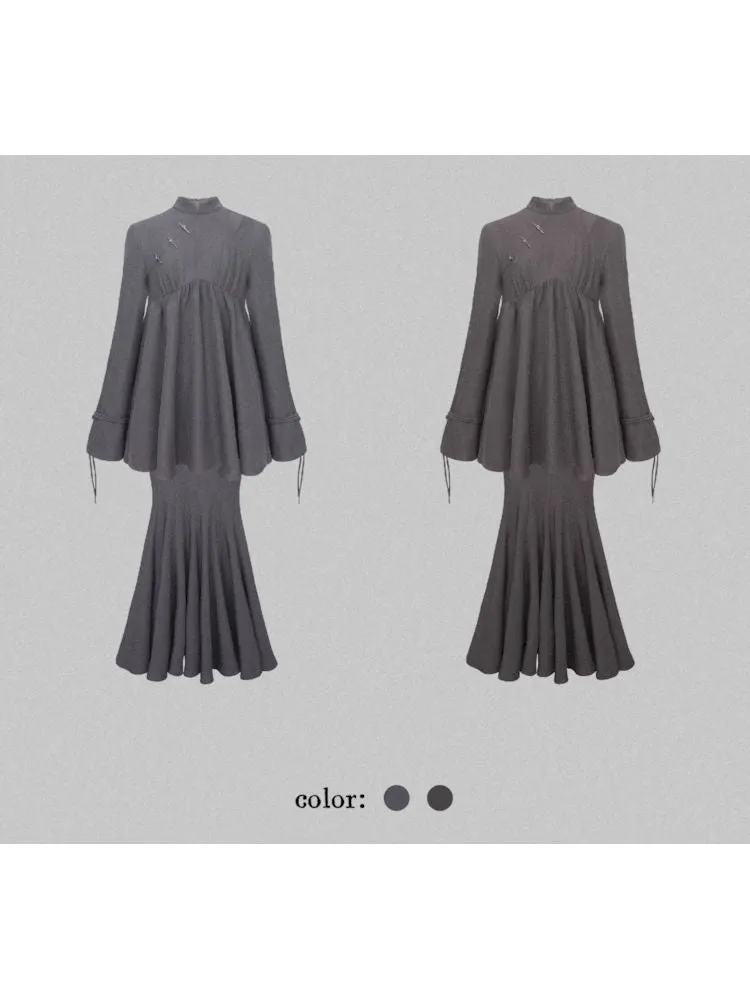 Off-Shoulder Top Fishtail Skirt Two-piece Set