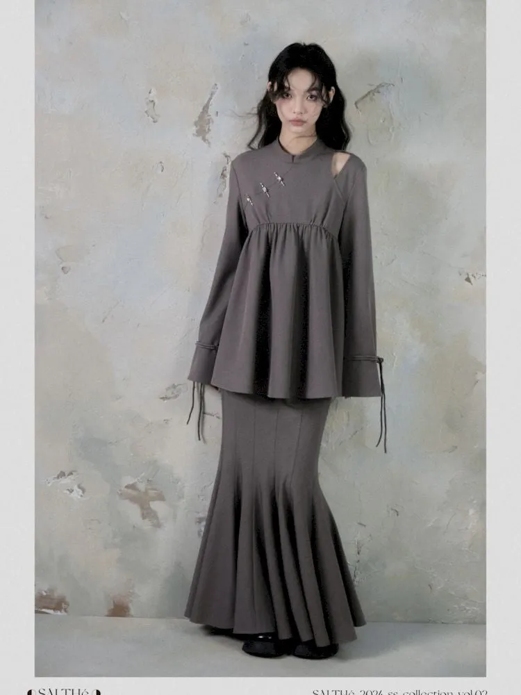 Off-Shoulder Top Fishtail Skirt Two-piece Set