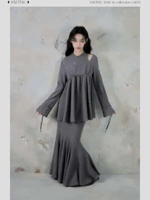 Off-Shoulder Top Fishtail Skirt Two-piece Set