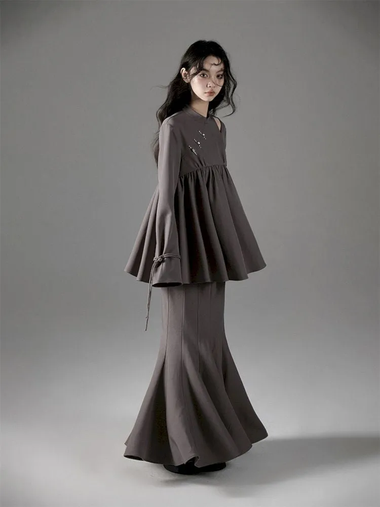 Off-Shoulder Top Fishtail Skirt Two-piece Set