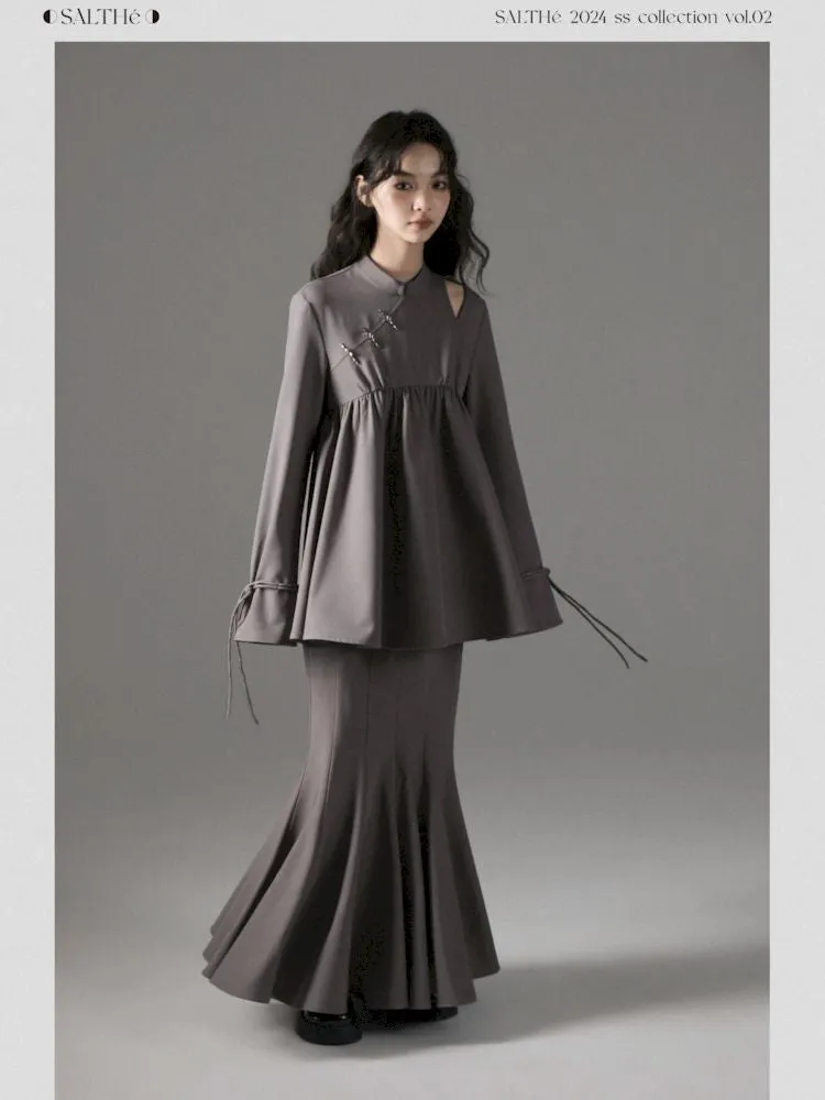 Off-Shoulder Top Fishtail Skirt Two-piece Set