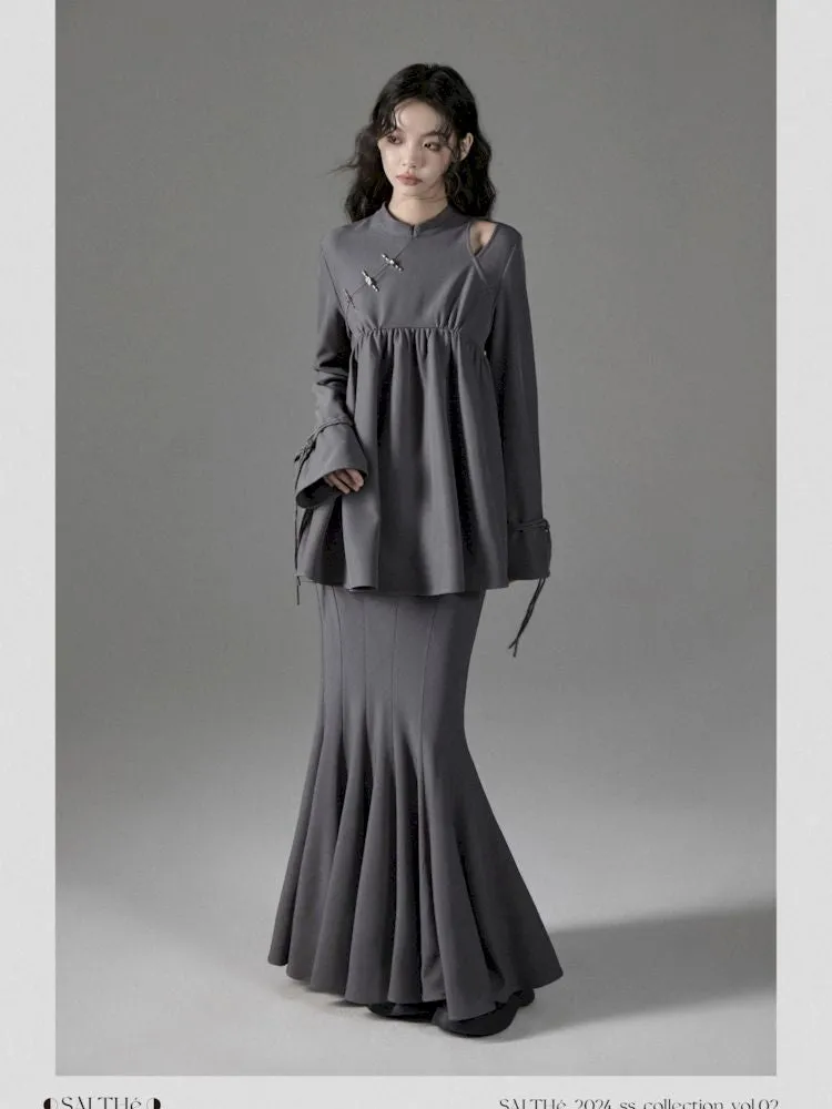 Off-Shoulder Top Fishtail Skirt Two-piece Set
