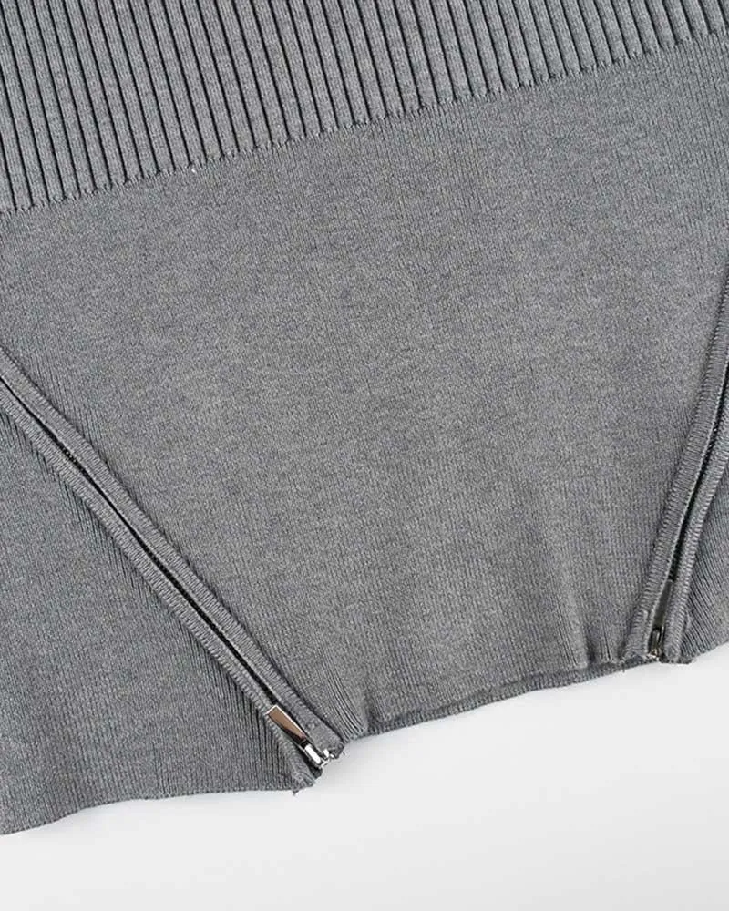 Off Shoulder Zipper Sweater