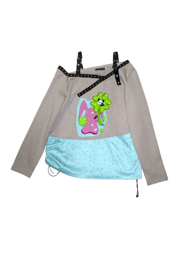 Off-the-Shoulder Studded Sweatshirt【s0000010962】
