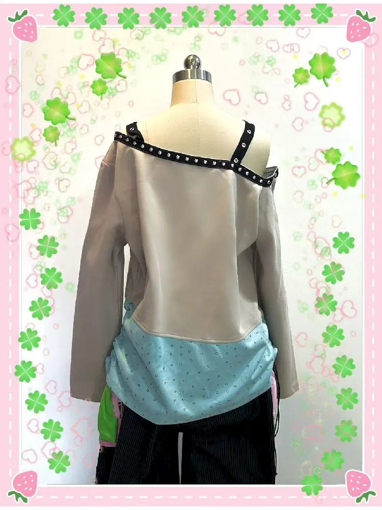 Off-the-Shoulder Studded Sweatshirt【s0000010962】