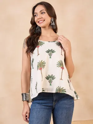 Offwhite Banana Coconut Tree Strappe Flare Top