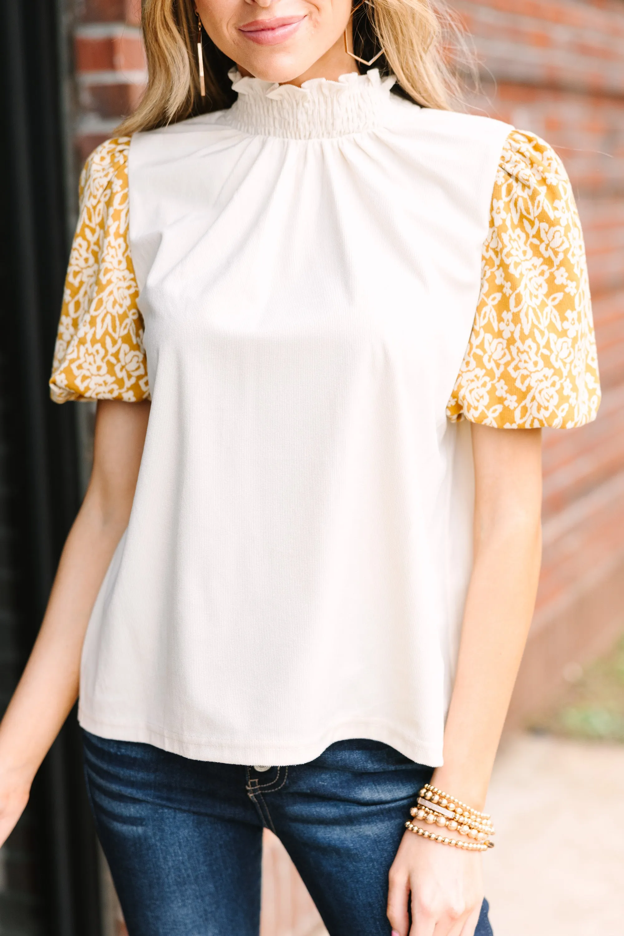 On The List Mustard Yellow Puff Sleeve Blouse