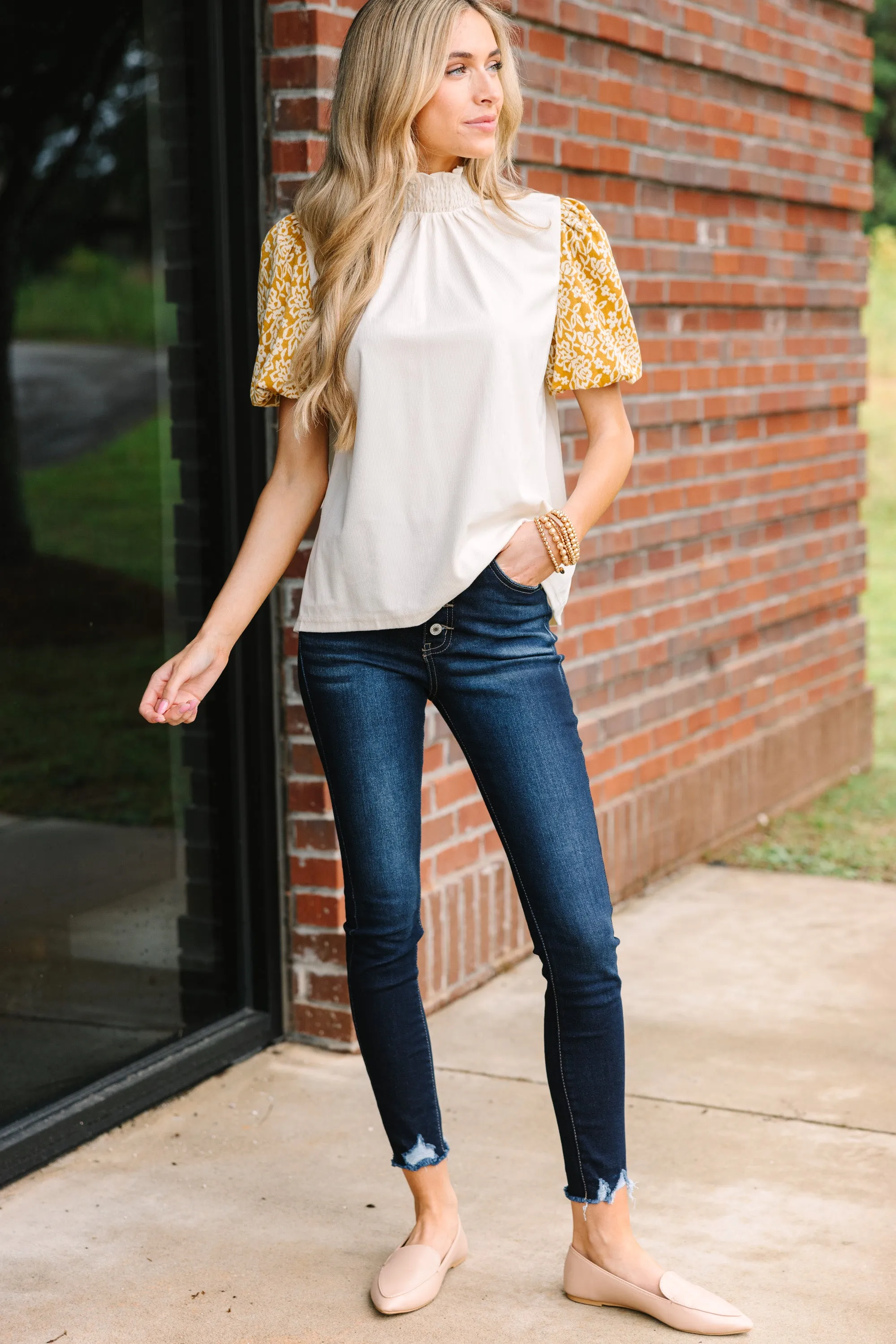 On The List Mustard Yellow Puff Sleeve Blouse