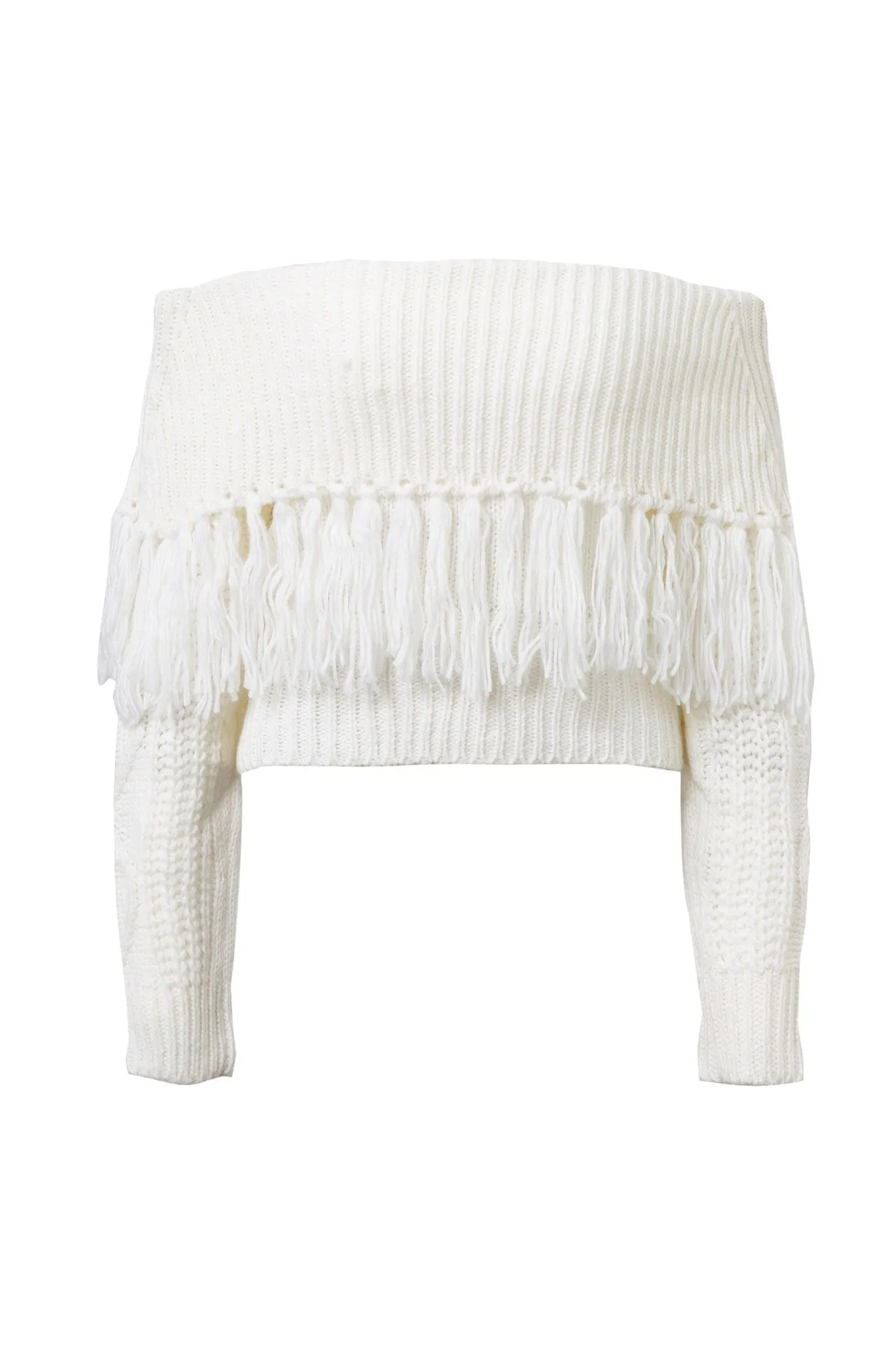 One-shoulder fringed off-shoulder sweater（AY1439）