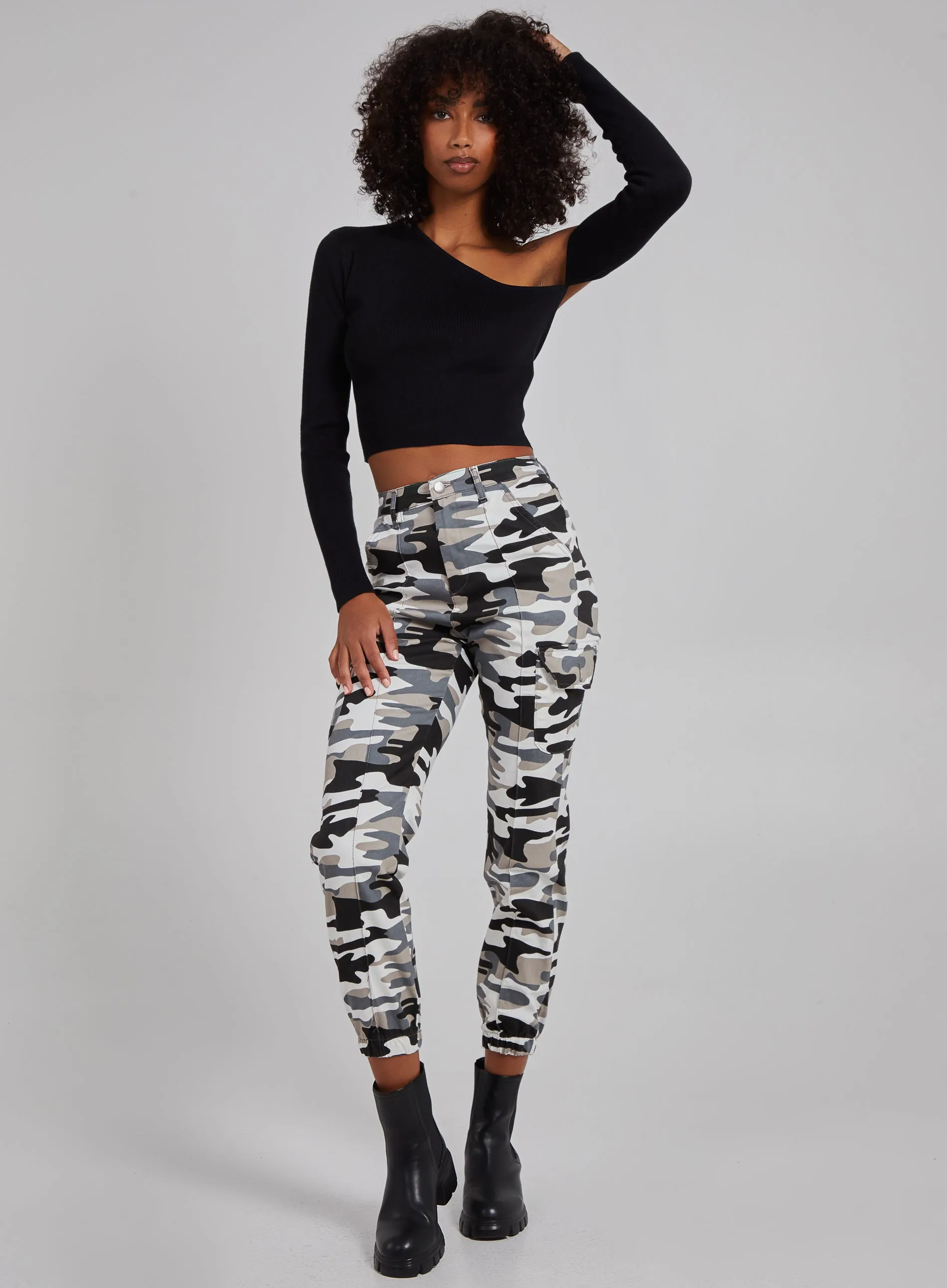 One Shoulder Long Sleeved Top