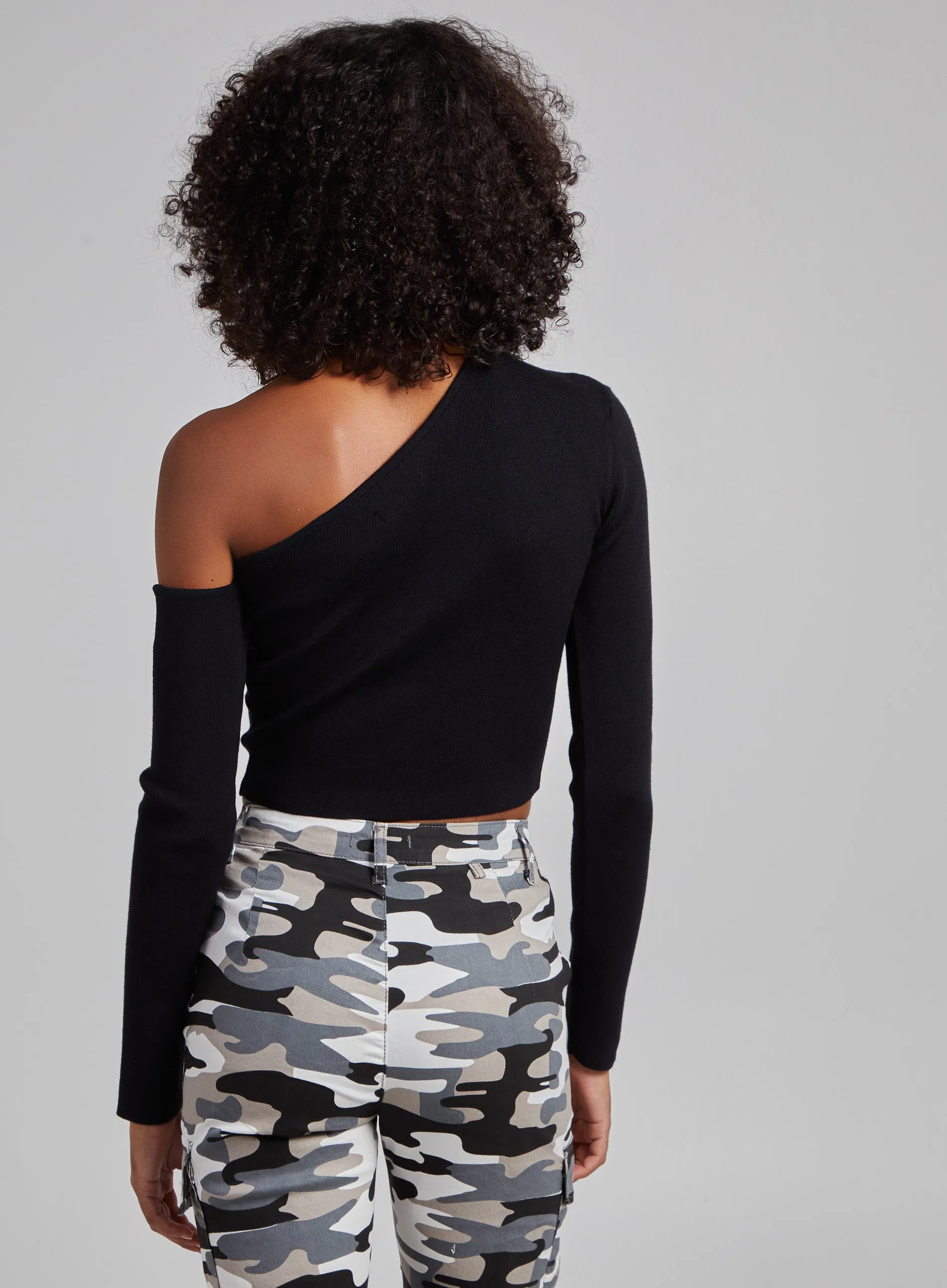 One Shoulder Long Sleeved Top