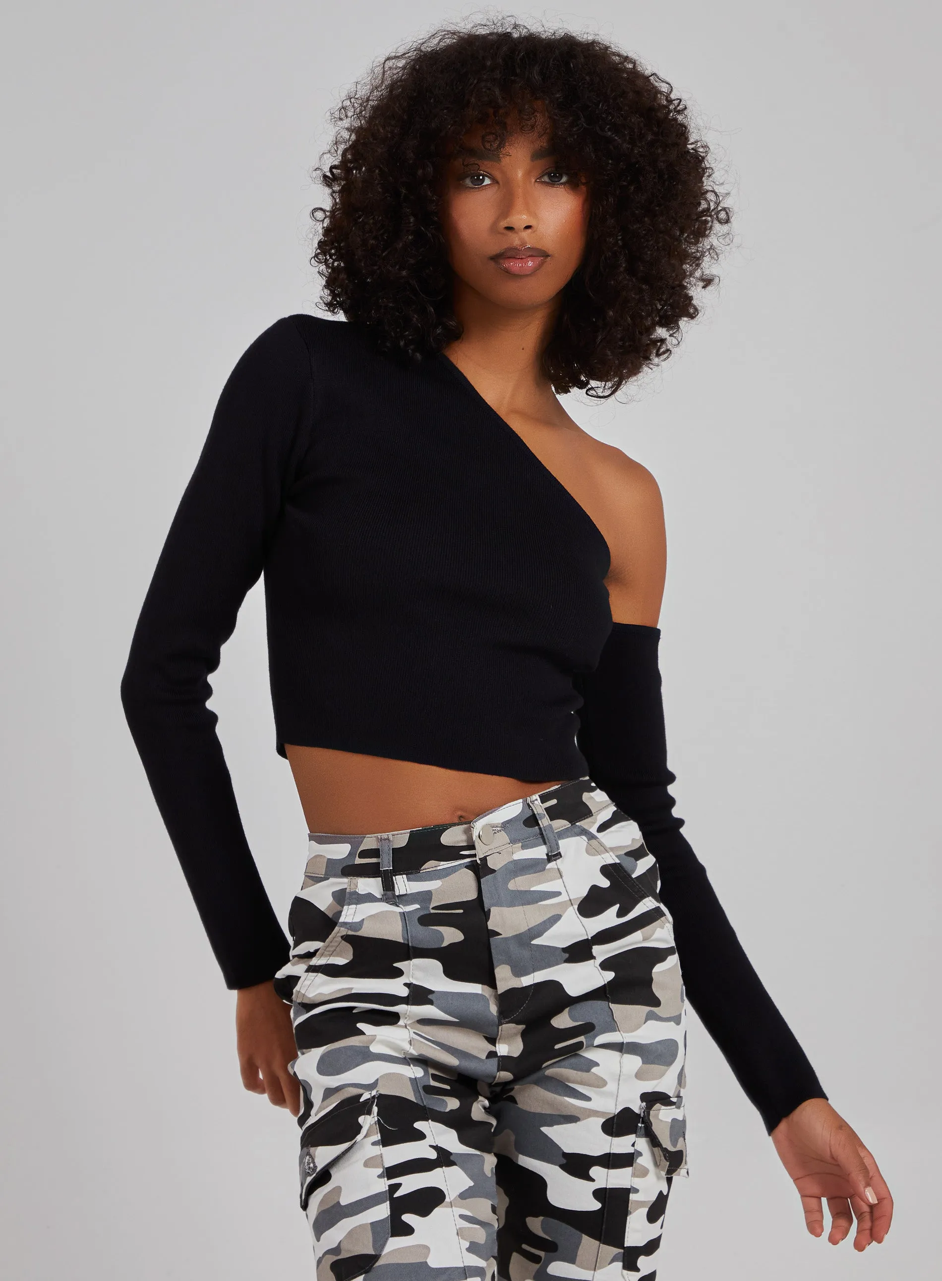 One Shoulder Long Sleeved Top
