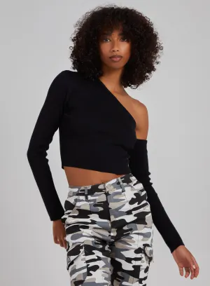 One Shoulder Long Sleeved Top