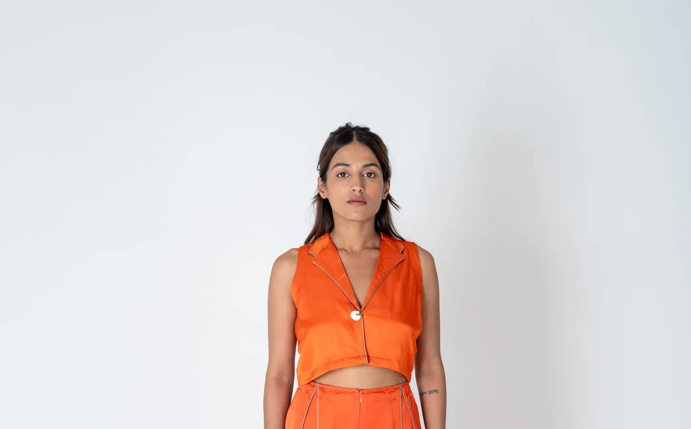 Orange Sleeveless Waistcoat Top