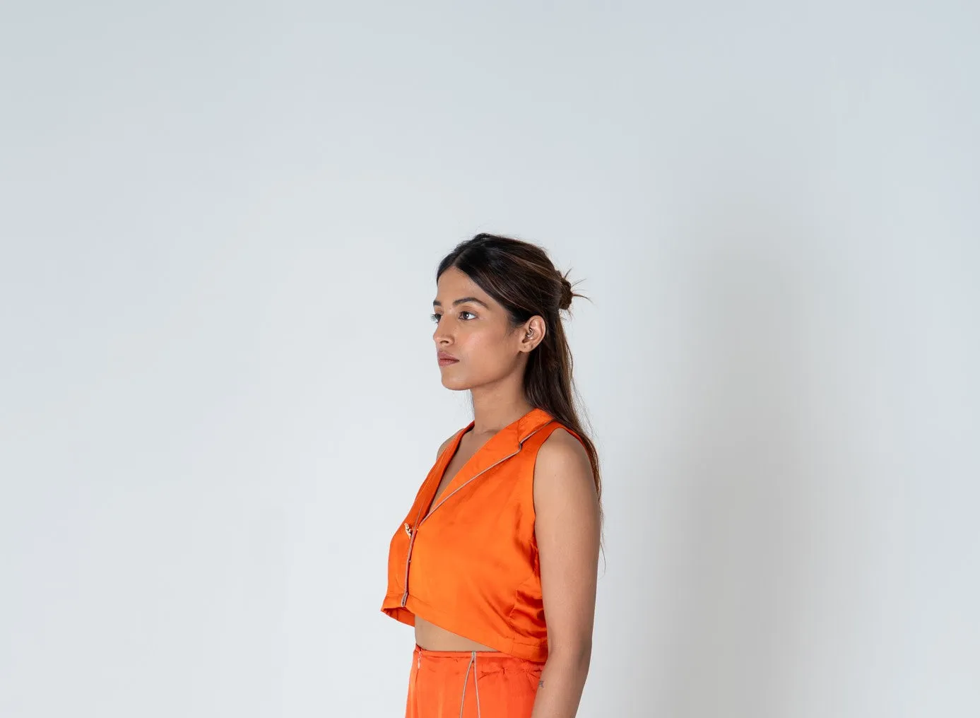 Orange Sleeveless Waistcoat Top