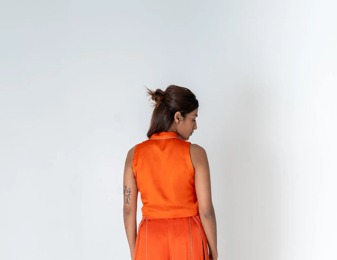 Orange Sleeveless Waistcoat Top