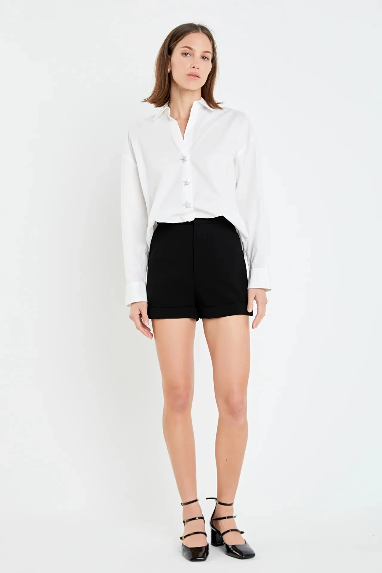 Oversized Collared Button Detail Shirt