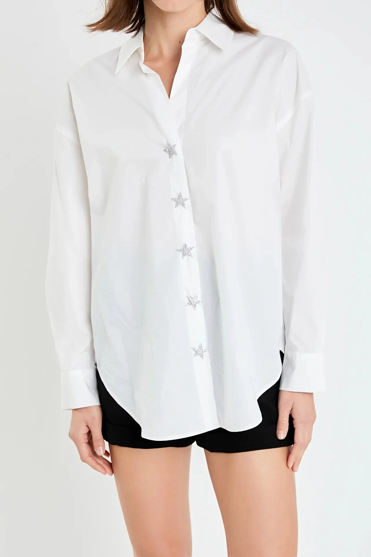 Oversized Collared Button Detail Shirt