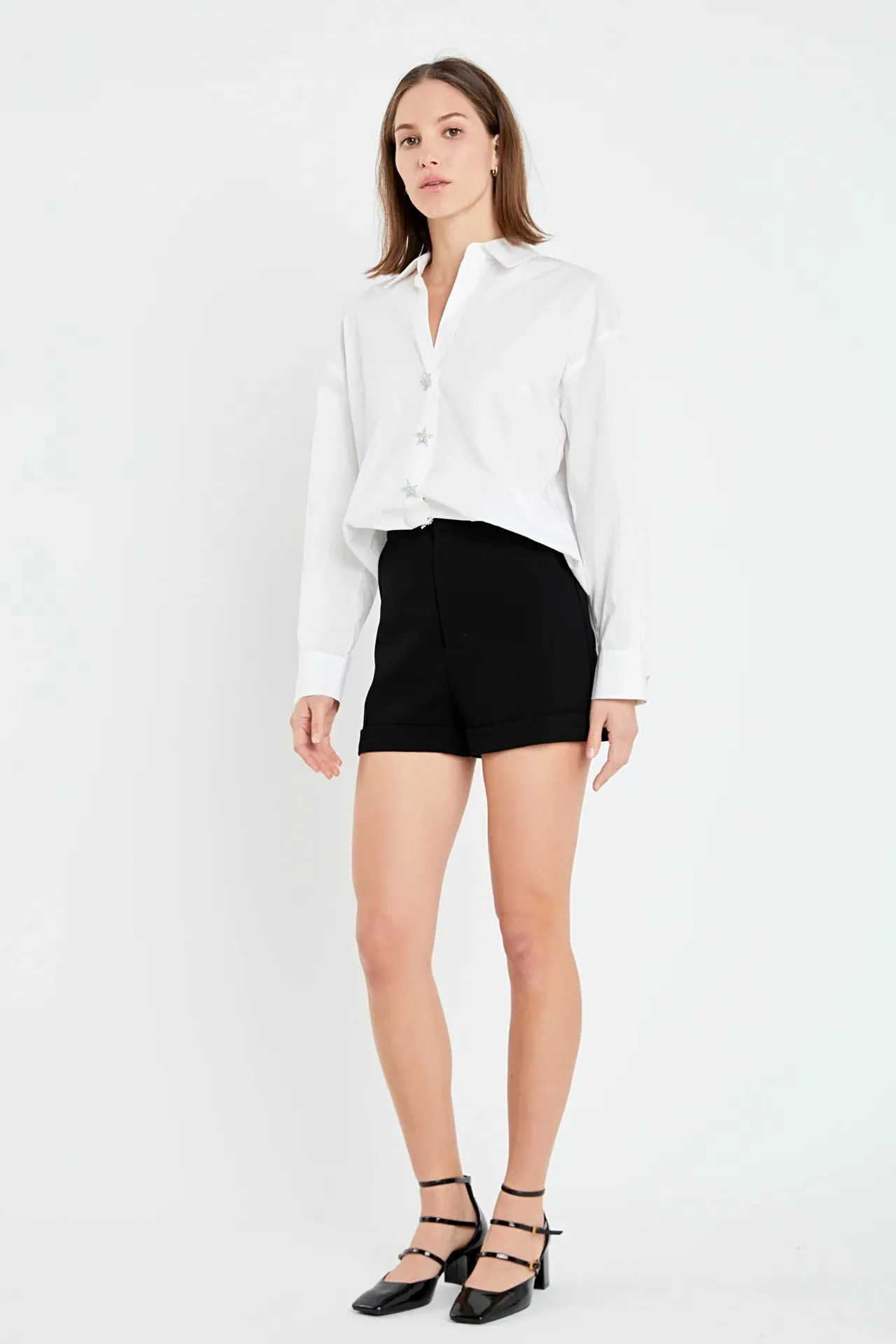 Oversized Collared Button Detail Shirt